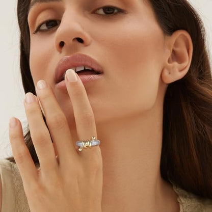 HZMAN Brass Crystal Adjustable Open Ring Collection, Multi-Style Statement Rings for Women & Men, Mix Cut & Paved Crystal Designs - color: Twisted Knot Ring