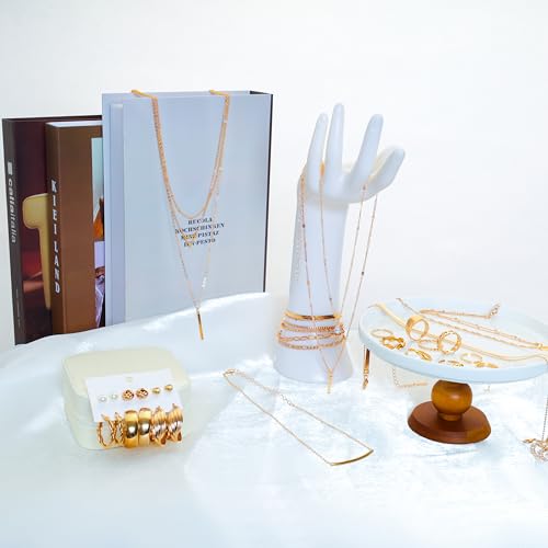 Fumwase Gold Jewelry Set for Women Fashion Costume Jewelry Multi Layered Necklaces Stackable Bracelets Hoop Earrings Knuckle Rings for Valentine Anniversary Birthday Gift Adult