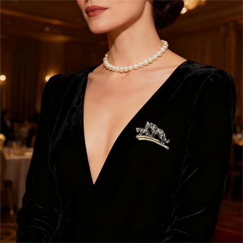 Luxury Crystal Tiger Brooch Pins for Women Men Vintage Gold-Tone Climbing Black Spots Leopard Brooch Fashion Panther Cougar Pin Suit Jackets Coat Animal Jewelry Gift - style: Leopard cub