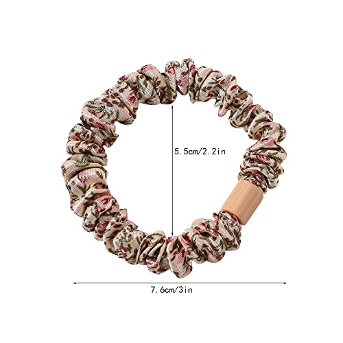 Hair Ties Silk Satin Scrunchies - Small Mini Thin Elestics Ponytail Holder Hair Bands Skinny Scrunchy For Thick Curl Hair No Crease Hair Ties Soft Accessories No Hurt Your Hair for Women and Girls - color: Solid and flower