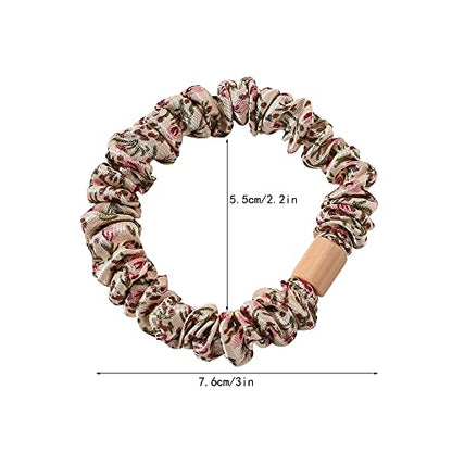 Hair Ties Silk Satin Scrunchies - Small Mini Thin Elestics Ponytail Holder Hair Bands Skinny Scrunchy For Thick Curl Hair No Crease Hair Ties Soft Accessories No Hurt Your Hair for Women and Girls - color: Solid and flower