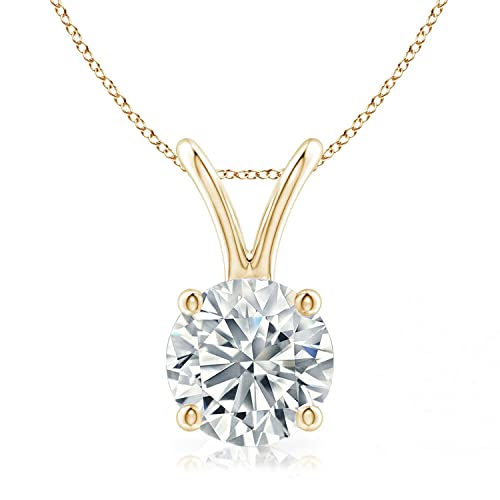 The Diamond Deal .25-1.00 Carat Round Brilliant Solitaire IGI Certifed Lab-Grown Diamond Solitaire Pendant Necklace | 14k Yellow or White or Rose/Pink Gold With 18" Gold Chain - color: Yellow Gold, size: 0.25 Carat