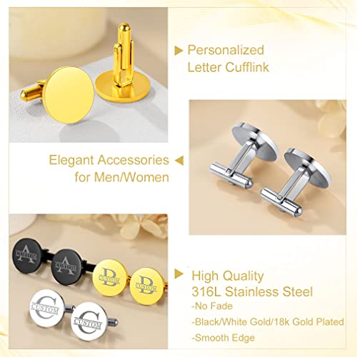 Custom4U Custom Photo Cufflinks for Men Father of the Bride Gifts - color: D-Initial+Name-Black