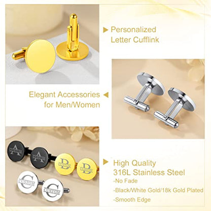 Custom4U Custom Photo Cufflinks for Men Father of the Bride Gifts - color: D-Initial+Name-Gold