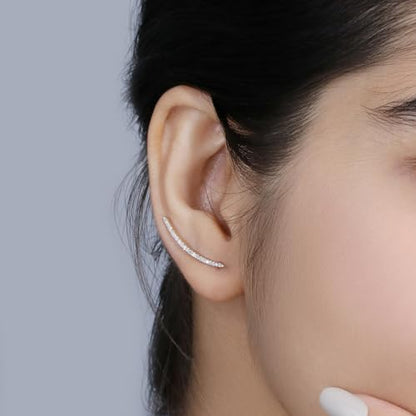 Dazzlingrock Round White Natural Diamond Crawler Climber Earrings | 0.18 Ctw | Women - color: Yellow Gold, size: 10K - Metal Stamp