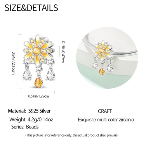 HappyStar 925 Sterling Silver Animal Dogs Charms Pendants fit Pandora Bracelets Necklaces Flowers Sports Travel Charms for Bracelets Women Jrwelry Gifts(with one Spacer Bead Charms) - style: Chrysanthemum beads