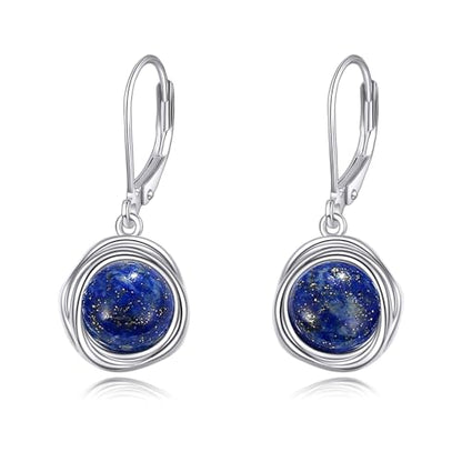 FreshWater Pearl Dangle Earrings 925 Sterling Silver Lapis lazuli Turquoise Larimar Opal Black Pearl Leverback Earrings for Women Birthday Hypoallergenic - style: Lapis lazuli earrings