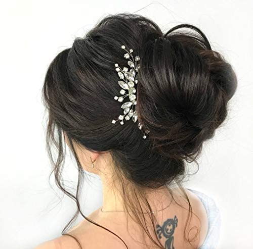 JAKAWIN Rhinestone Hair Comb Wedding Hair Accessories Bridal Hair Piece | Silver Crystal Headpiece for Women