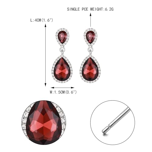 EVER FAITH Women's Austrian Crystal Wedding Tear Drop Dangle Earrings | Bridal Prom Jewelry for Bride Bridesmaid - color: Purple Silver-Plated-Base