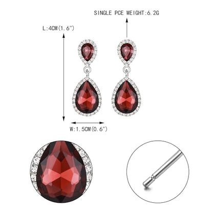 EVER FAITH Women's Austrian Crystal Wedding Tear Drop Dangle Earrings | Bridal Prom Jewelry for Bride Bridesmaid - color: Purple Silver-Plated-Base
