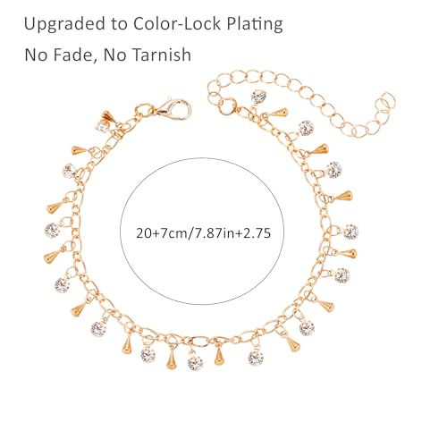 Ankle Bracelets for Women Charm Tissue Foot Chain Beach Jewelry | 14K Gold Plated Anklets for Women, Beach Jewelry for Women Beach Vacation Essentials Accessories Gifts