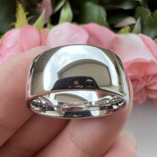 TUTISS 2mm 3mm 4mm 5mm 6mm 7mm 8mm 10mm White Tungsten Rings for Men Women Engagement Wedding Bands Domed Polished Shiny Comfort Fit - color: 10mm White Tungsten