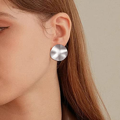 FANZE 2 Pairs Matte Gold Sliver Clip on Earrings for Women No Piercing | No Piercing Button Earring Comfortable Fashion Jewelry Gift - color: Set-14
