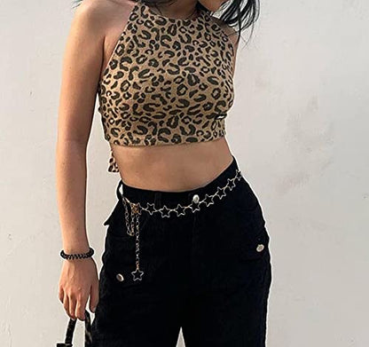 Silver Chain Belt Star Waist Chain Y2K Cute Belt Fashion Body Chains for Women Dress Waist Jewelry Accessory - color: Gold