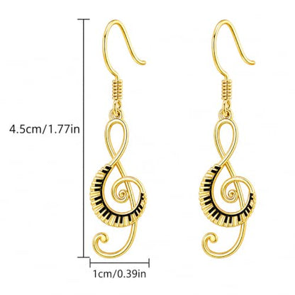 SUPAC Musical Note Jewelry Set, 4-Piece Silver Treble Clef Design, Necklace Bracelet Earrings Keychain - color: Gold