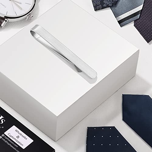 2.2/2.5 Inch Tie Clips for Men in Gift Box, Tie Bar Clip Set for Mens Regular Tie or Traditional Tie, Birthday Anniversary Christmas Gift - size: 2.5 Inch, style: 1PCS-Silver Brushed