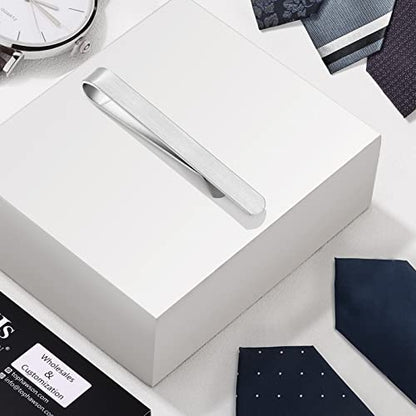 2.2/2.5 Inch Tie Clips for Men in Gift Box, Tie Bar Clip Set for Mens Regular Tie or Traditional Tie, Birthday Anniversary Christmas Gift - size: 2.5 Inch, style: 1PCS-Silver Brushed