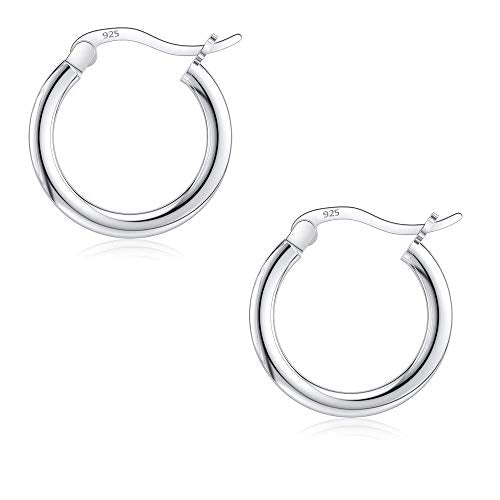 Savlano 925 Sterling silver Round Hoop Earrings for Women & Men Comes in 10MM-25MM - size: 15 Millimeters