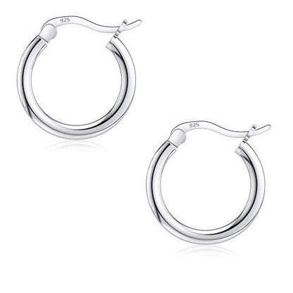Savlano 925 Sterling silver Round Hoop Earrings for Women & Men Comes in 10MM-25MM - size: 15 Millimeters