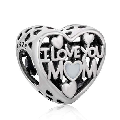 Charms for Bracelets and Necklaces Statue of Liberty CHARM and Family Clasp Safety Chain Charm Beads Charms Jewelry for Women - color: I Love You Mom