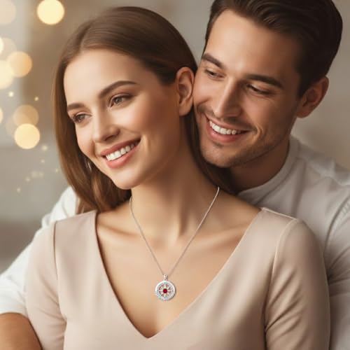 Compass Necklace for Women Wife Girlfriend Mom Daughter Gifts | S925 Silver Jewelry For Anniversary 18K Rose Gold Gifts For Birthday Christmas Mothers Valentines Day 12 Birthstones - style: 01-January-Silver