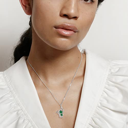 Butterfly Heart Necklace Birthstone Pendant Necklace Earrings Bracelet Women 925 Sterling Silver Animal Butterflies Birthstone Pendant Crystal Birthday Jewelry Wedding Gift - color: E.May-necklace
