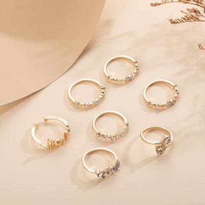 FUTIMELY Boho Retro Stackable Rings Sets for Women Knuckle Joint Finger Knuckle Nail Ring Sets Moon Stars Stack Preppy Statement Rings Cute Trendy Stuff Jewelry - style: C-3