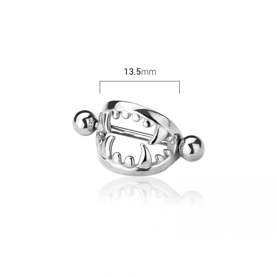 Pierced Owl 14GA 316L Stainless Steel Fang Nipple Shields, Sold as a Pair - style: Gold Tone
