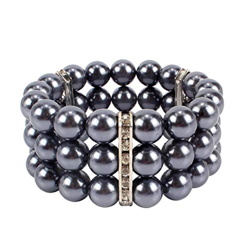 KOSMOS-LI Large Multi Layer Faux Pearl Strand Costume Jewelry Sets For Women Stocking Stuffers - color: Grey