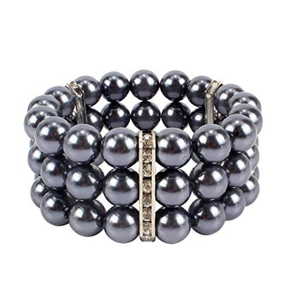 KOSMOS-LI Large Multi Layer Faux Pearl Strand Costume Jewelry Sets For Women Stocking Stuffers - color: Grey