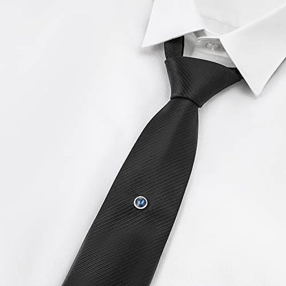 Tie Pins for Men Silver Tie Pins with Chain, Tie Tack Pins Brooch Personalized Wedding Business Gifts - color: Blue crystal