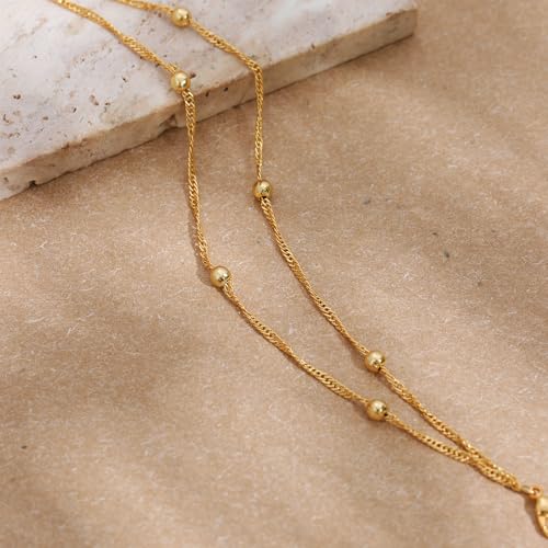 SLOONG 14K Gold Plated Pearl Bracelets for Women Trendy | Dainty Stackable Layered Chain Bridesmaid Bracelets, Waterproof Wedding Jewelry for Women Adjustable 6"+2" - color: Style7(Ripple Chain)