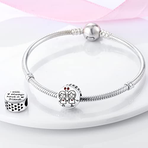 MULA 925 Sterling Silver Charms for Bracelets and Necklace Family Pendants | Airplane Travel Dangle Beads Family Tree Jewelry Charms for Women - color: Friendship Forever Charm