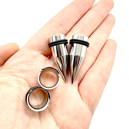 HEKEUOR 4 Piece 316l Steel Tapers and Tunnels Ear Stretching Kit Gauges Gauging Plugs Choose 1g 7/16 1/2 9/16 00g-14g - style: 1/2"(12mm)
