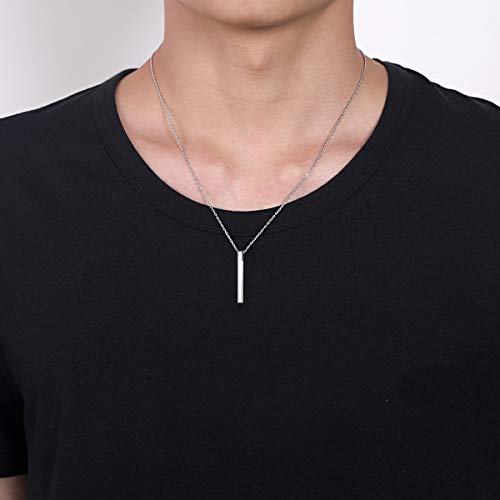 ChicSilver Customizable Vertical Bar Pendant Necklace 925 Sterling Silver Y Necklace Simple Fashion Jewelry Gifts for Women - style: D. 4mm Vertical Bar-Silver