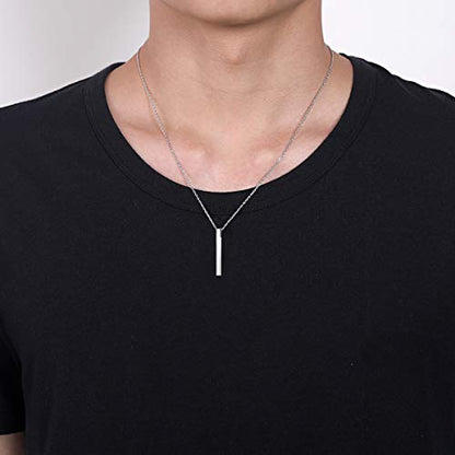 ChicSilver Customizable Vertical Bar Pendant Necklace 925 Sterling Silver Y Necklace Simple Fashion Jewelry Gifts for Women - style: D. 4mm Vertical Bar-Silver