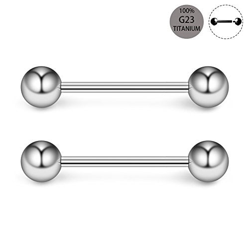 Ruifan Grade 23 Titanium Internally Threaded Nipple Piercing Jewelry Barbell Ring PA Tongue Rings Nipple Straight Body Piercing Jewelry for Women Men 16G 14G 12G 8G 6G 4G 2G - size: 14GA - 5/8" (16mm)