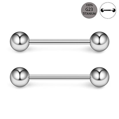 Ruifan Grade 23 Titanium Internally Threaded Nipple Piercing Jewelry Barbell Ring PA Tongue Rings Nipple Straight Body Piercing Jewelry for Women Men 16G 14G 12G 8G 6G 4G 2G - size: 14GA - 5/8" (16mm)