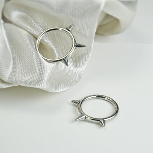 16G 2PCs Spike Clicker Snake Bite Jewelry, Septum Ring, Hoop Lip Rings Snake Bites, Labret Jewelry for Lip Piercing, Cartilage Hoop Earrings, 8mm 10mm 12mm - color: Silver-2PCs, size: 16G-8mm