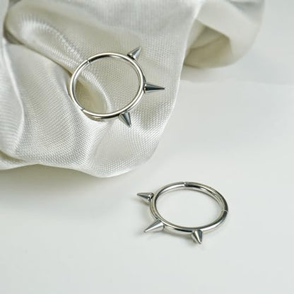 16G 2PCs Spike Clicker Snake Bite Jewelry, Septum Ring, Hoop Lip Rings Snake Bites, Labret Jewelry for Lip Piercing, Cartilage Hoop Earrings, 8mm 10mm 12mm - color: Silver-2PCs, size: 16G-12mm