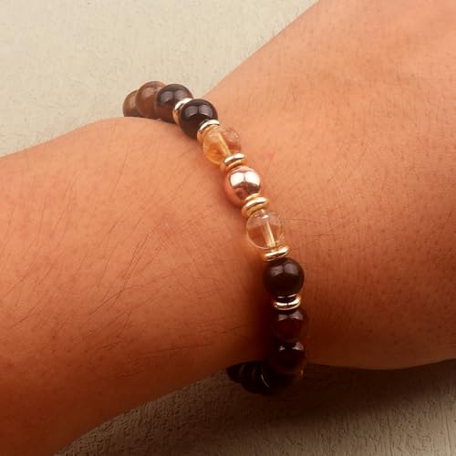 KSQS Healing Stone Bead Bracelet for Women, Natural Gemstones Balance Protection Bracelet, Spiritual Crystal Beads Bracelet Anxiety Relief with Meaning Card - color: Confidence