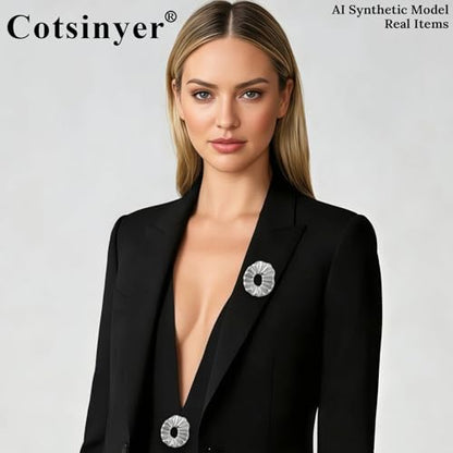 Stainless Steel Brooch Pin for Women & Men,Lapel Pin | Minimalist Statement Elegant Geometric, Sweaters Coat Suit Shawl Collar Shirt Coat Jacket Hat Dress Swim, Velvet Bag & Box - style: Pleated-Silver