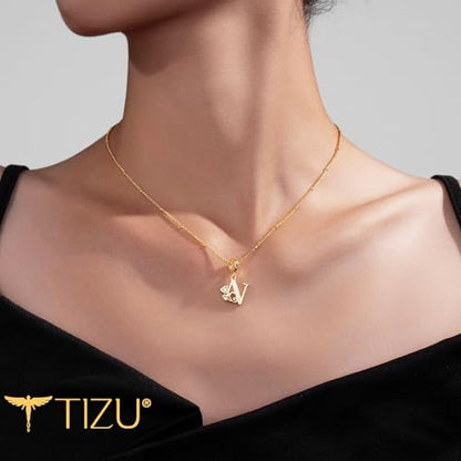 TIZU Initial Necklaces for Women - Dainty 14K Gold Plated Letter Pendant Trendy Personalized Initial A-Z Necklaces Jewelry Gift - color: Gold-N