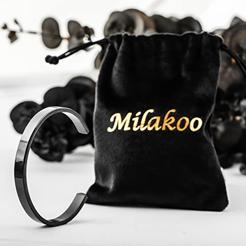 Stainless Steel Open Bangle Bracelet for Women 6mm/8mm Fashion Adjustable Wristband - color: D-Black, size: 8mm