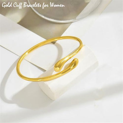 Charm Thin Cuff Bangle Bracelets for Women Dainty Adjustable Bar Bracelet Minimalist Adjustable Open Metal Cuff Bangle Bracelets Armlet Jewelry