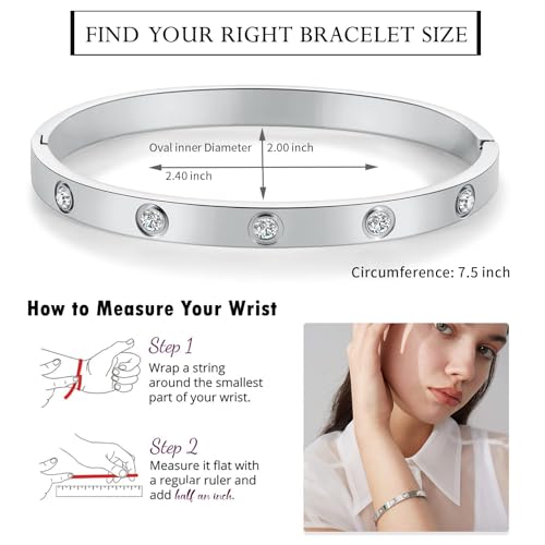 PDWZNBA 18K Gold-Plated Love Friendship Bracelets Trendy Stainless Steel Bangle Jewelry Gifts for Women - style: Ovl_silver