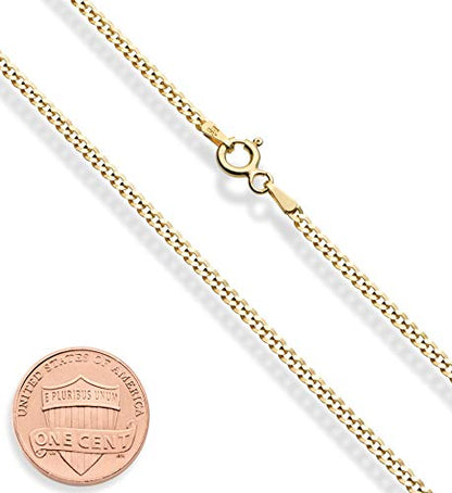 Miabella Italian 925 Sterling Silver, 18K Gold Plated 925 Sterling Silver 2.3mm Curb Cuban Link Chain Necklace Made in Italy - size: Length 16 Inches, style: yellow-gold-plated-silver