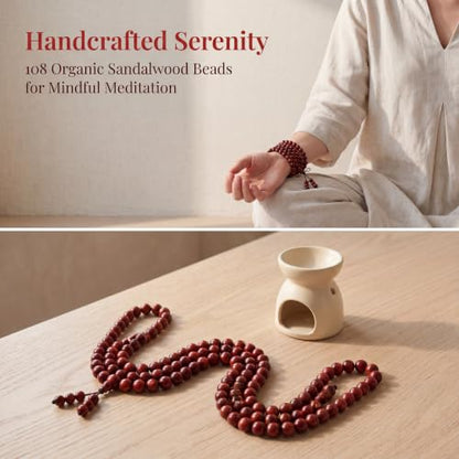 Handmade Mala Beads Bracelet 108 8mm Prayer Meditation Bracelet Sandalwood Elastic, Buddhist Beads, Prayer Mala Necklace for Men and Women Gifts - color: Purple Rosewood