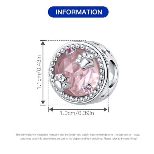 925 Silver Charm for Bracelets Animal Pet Insect Series Women Jewelry Gift - color: Pink paw