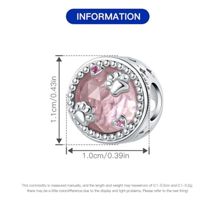 925 Silver Charm for Bracelets Animal Pet Insect Series Women Jewelry Gift - color: Pink paw